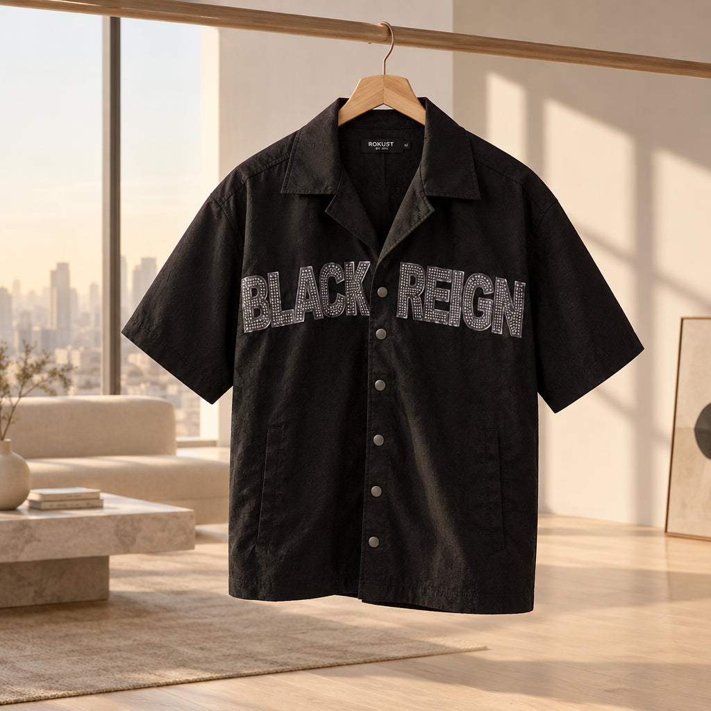 Black Rebel Rhinestone Button-Up Shirt