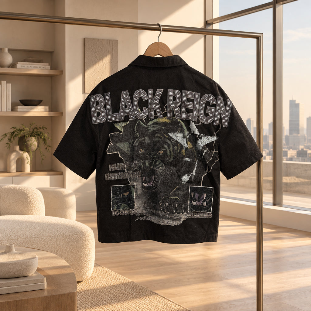 Black Rebel Rhinestone Button-Up Shirt - photo 2