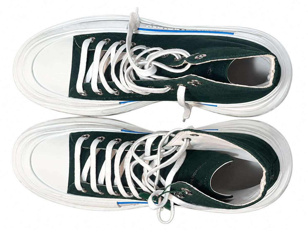Alexander McQueen Men’s Low-Top Canvas Sneakers - Dark Green - photo 2